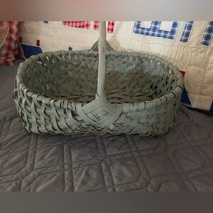 Large Vintage Green Buttocks Basket God’s Eye and Bent Wood Handle